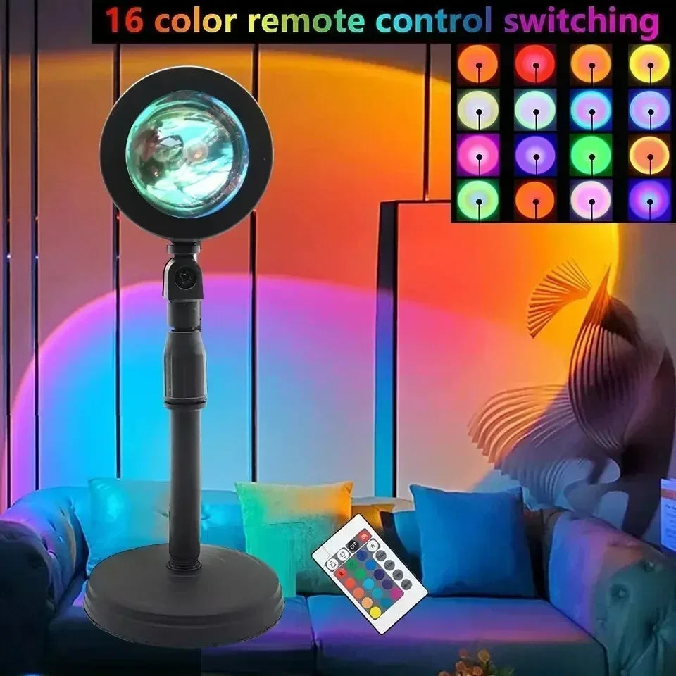 Lampe Projecteur LED 16 Couleurs — Télécommande & Rotation 360°