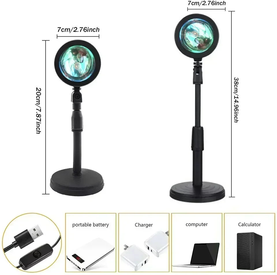 Lampe Projecteur LED 16 Couleurs — Télécommande & Rotation 360°